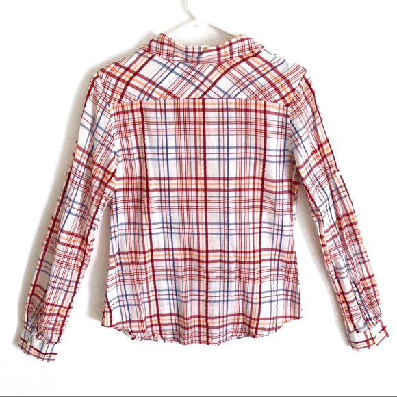 Mossimo | White Plaid Button Down Top - Picture 3 of 7